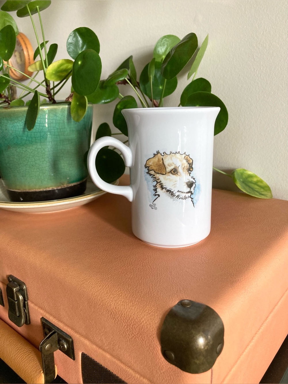 Vintage 1986 Grays Terrier Products Border Terrier Dog Mug - Louise Wood Art 80s
